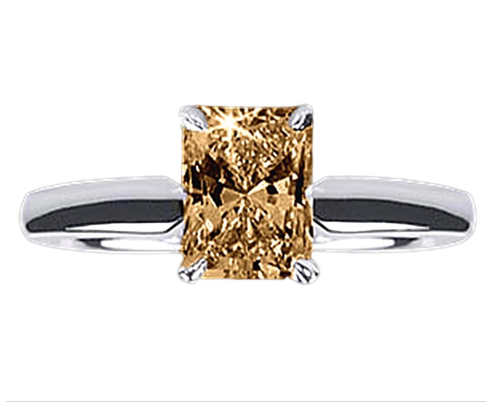 HC12991 1.25 CT Cognac Radiant Diamond Anniversary Ring Brown, Champagne-Cognac - SI1 Clarity