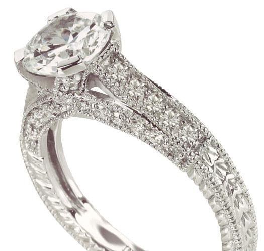 Picture of Harry Chad Enterprises 15164 2 CT VS1 Antique White Gold Diamond Engagement Ring
