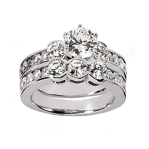 Picture of Harry Chad Enterprises 13618 2 CT Diamond Three Stone White Gold Wedding Band Ring