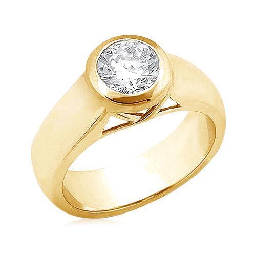 Picture of Harry Chad Enterprises 13966 2 CT Gorgeous Diamond Solitaire Yellow Gold Ring