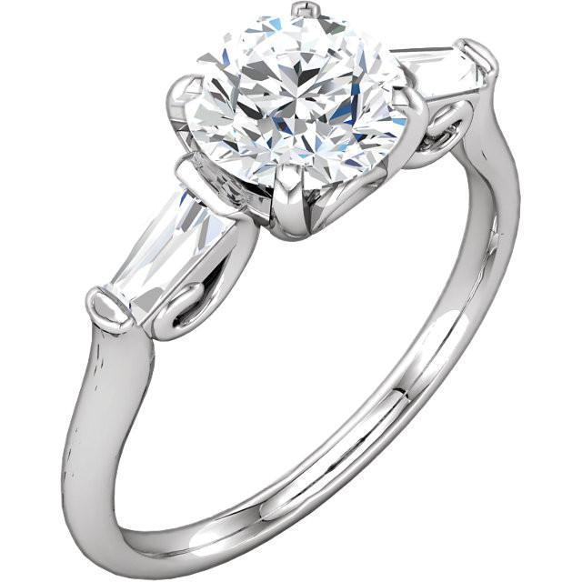 Picture of Harry Chad Enterprises 1022 2.01 CT 14K Round & Baguettes Diamond 3-Stone Engagement Ring - White Gold