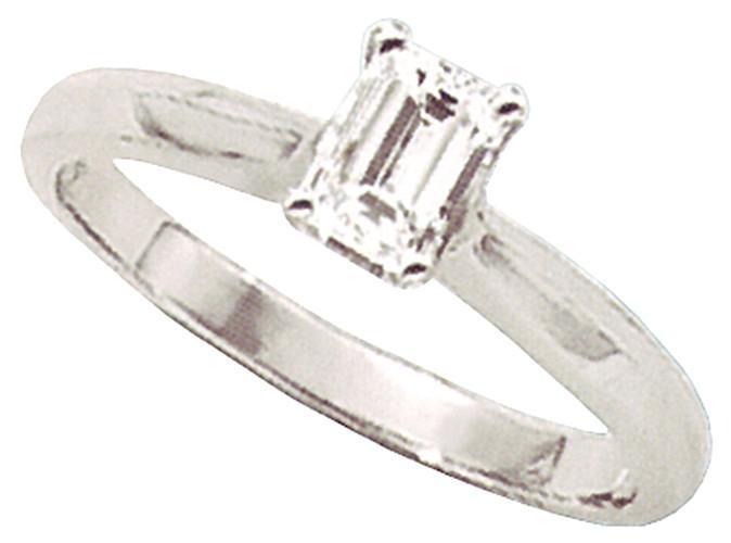 Picture of Harry Chad Enterprises 12344 1 CT Emerald Cut Diamond Solitaire Engagement Womens Ring - White Gold