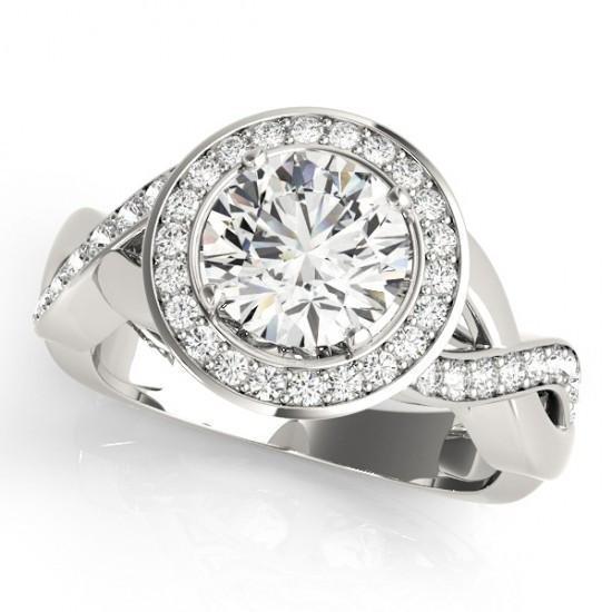 Picture of Harry Chad Enterprises 10148 2.10 CT 14K Round Diamonds Solitaire with Accents Halo Ring - White Gold