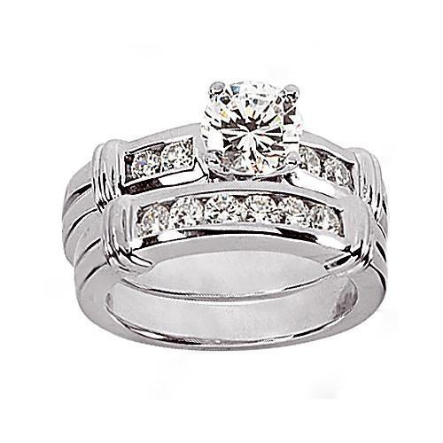 Picture of Harry Chad Enterprises 13882 1.65 CT Round Diamond Engagement Ring & Band Set White Gold Ring