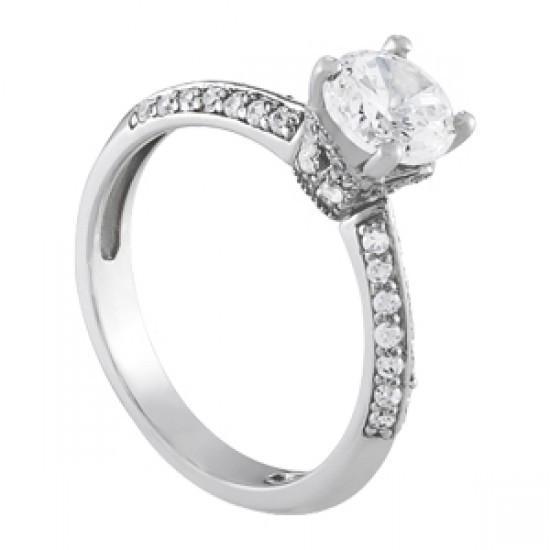 Picture of Harry Chad Enterprises 11024 1.70 CT Round Diamonds White Gold 14K Solitaire with Accents Engagement Ring