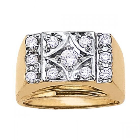 Picture of Harry Chad Enterprises 11203 1.10 CT Round Brilliant Diamonds Two Tone Gold 14K Mens Engagement Ring
