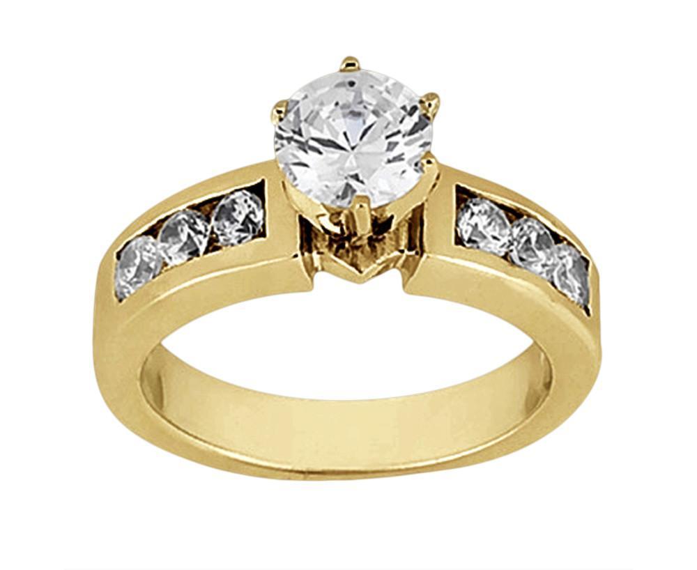Picture of Harry Chad Enterprises 14944 1.10 CT Solitaire with Accents Diamond Wedding Ring - Yellow Gold