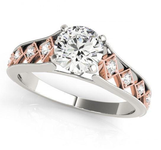 Picture of Harry Chad Enterprises 2295 1.13 CT Diamond New Two Tone Rose Gold Engagement Ring