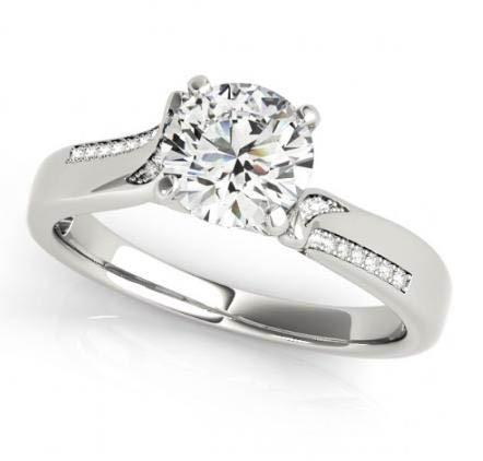 Picture of Harry Chad Enterprises 11080 1.25 CT Round Diamonds Solid White Gold 14K Engagement Solitaire with Accents Ring