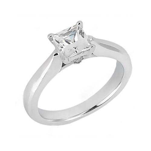 Picture of Harry Chad Enterprises 13924 1.25 CT F VS1 Diamond Solitaire Ring Princess Diamond Solid 18K White Gold Ring