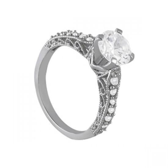 Picture of Harry Chad Enterprises 10989 1.30 CT 14K Solitaire with Accents Wedding Anniversary Diamond Fancy Ring