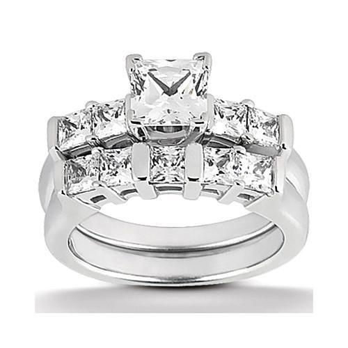 Picture of Harry Chad Enterprises 11525 1.51 CT Diamond Princess Cut Ring Solitaire with Accents Band - White Gold