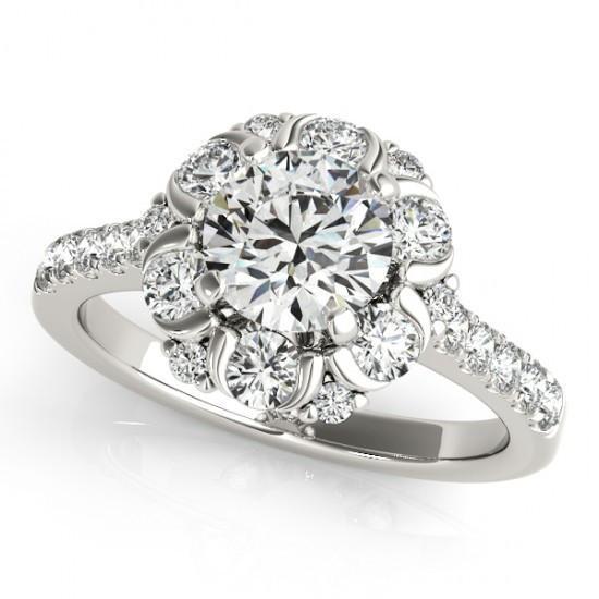 Picture of Harry Chad Enterprises 10842 2.00 CT 14K Round Diamonds White Gold Solitaire with Accents Fancy Ring