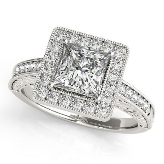 Picture of Harry Chad Enterprises 10276 1.5 CT Solitaire with Accents Gold 14K Halo Diamonds Engagement Ring