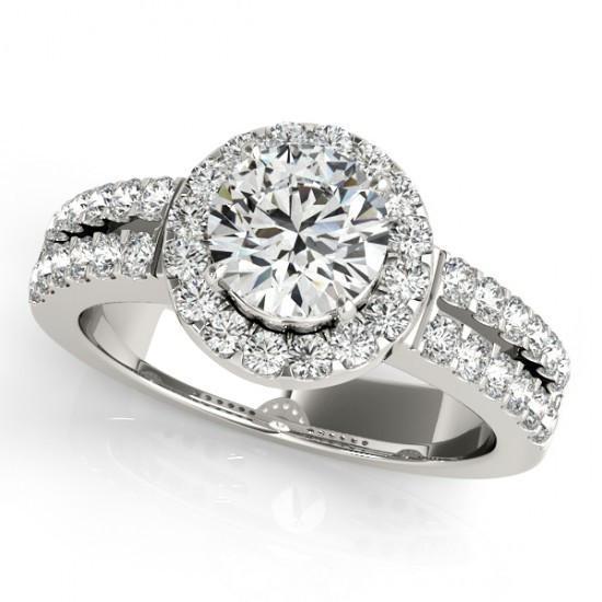 Picture of Harry Chad Enterprises 10905 1.50 CT 14K Round Diamonds White Gold Solitaire with Accents Halo Ring
