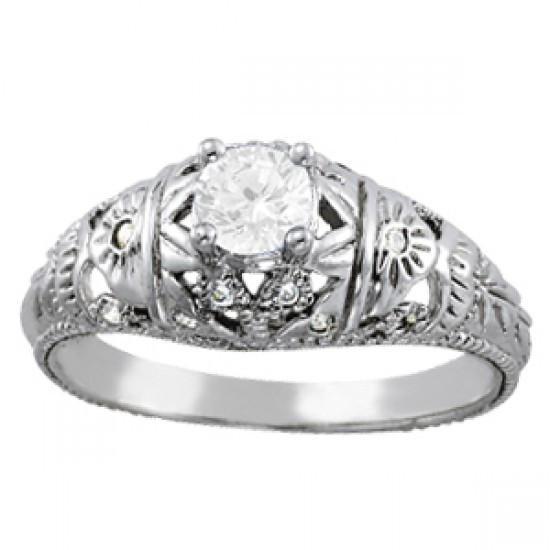 Picture of Harry Chad Enterprises 10737 1 CT Sparkling Diamonds Solitaire with White Gold 14K Wedding Anniversary Ring