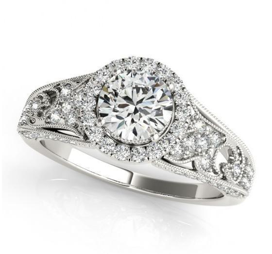 Picture of Harry Chad Enterprises 10528 1.25 CT 14K White Gold Sparkling Round Diamonds Engagement Ring