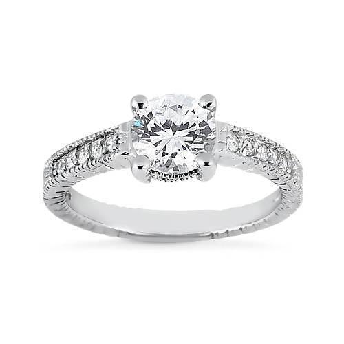 Picture of Harry Chad Enterprises 8211 1.35 CT Sparkling Round Diamonds White Gold 14K Solitaire with Accents Fancy Ring