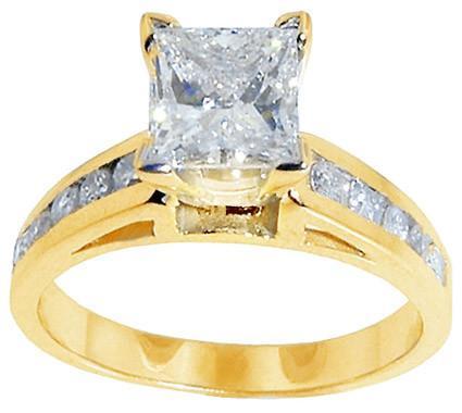 Picture of Harry Chad Enterprises 15514 1.75 CT Princess Cut Diamond Ring Yellow Gold New Ring