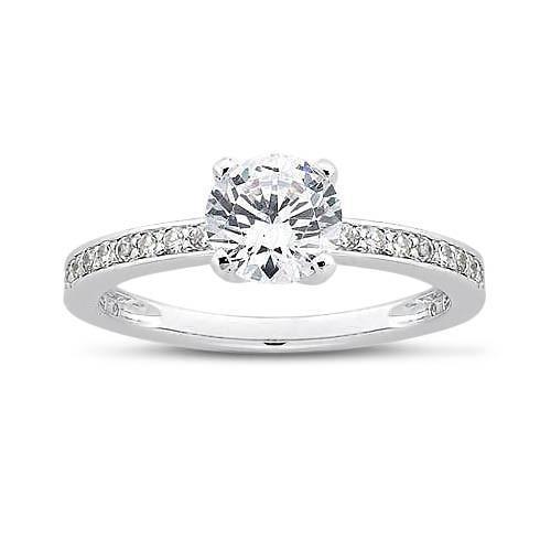Picture of Harry Chad Enterprises 12701 1.75 CT Round Brilliant Diamond White Gold 14K Solitaire with Accents Ring