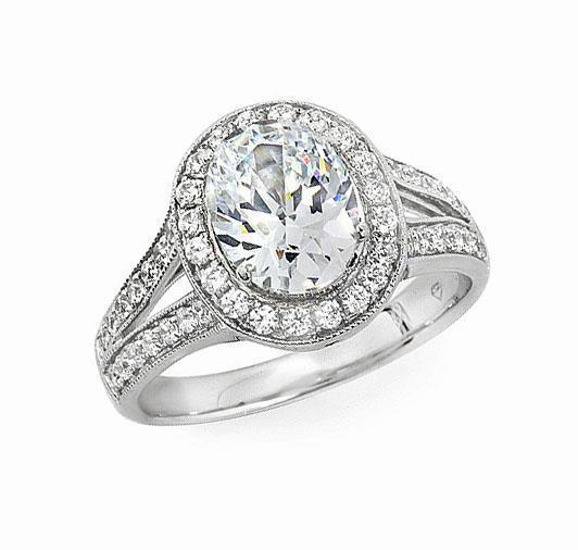 Picture of Harry Chad Enterprises 21173 1.85 CT 14K Oval & Round Diamond White Gold Engagement Ring