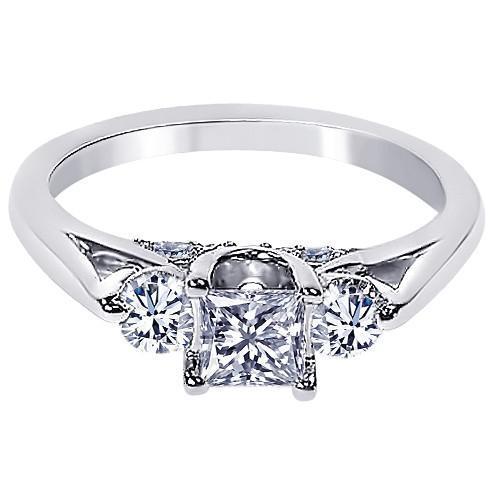Picture of Harry Chad Enterprises 11898 1.35 CT 14K Princess Diamond Three Stone Style White Gold Engagement Ring
