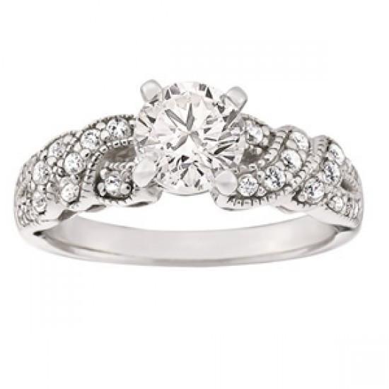 Picture of Harry Chad Enterprises 11283 1.40 CT 14K Prong Set Diamonds Engagement Fancy Ring - White Gold