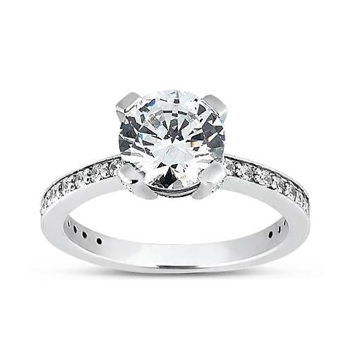Picture of Harry Chad Enterprises 11883 1.45 CT 14K Round Diamonds Prong Set Solitaire with Accents White Gold Engagement Ring