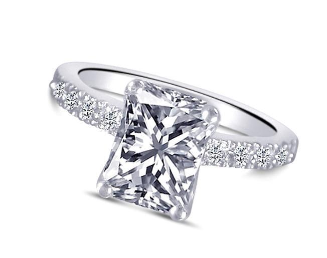 Picture of Harry Chad Enterprises 11412 1.51 CT 14K Radiant Cut Diamond Solitaire with Accents Ring - White Gold