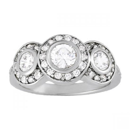 Picture of Harry Chad Enterprises 10444 1.50 CT 14K Sparkling Diamond Engagement Fancy Ring - Three Stone Style Gold