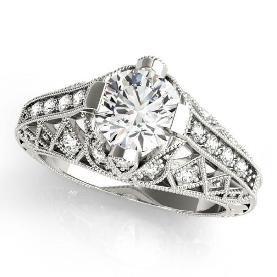 Picture of Harry Chad Enterprises 10681 1.5 CT Sparkling Solitaire with Accent Diamonds White Gold Engagement Ring