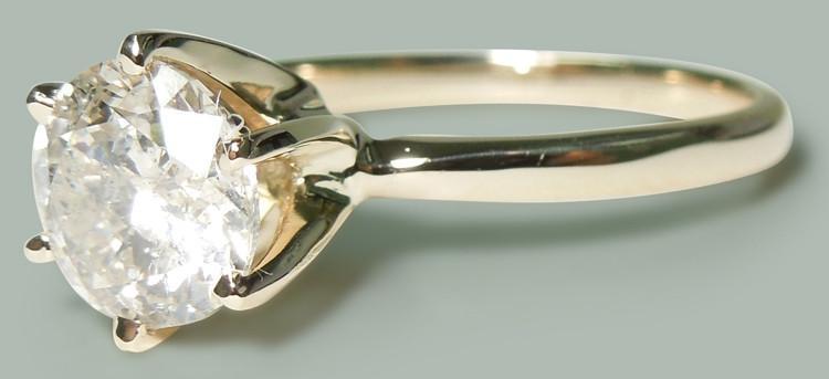 Picture of Harry Chad Enterprises 7122 1.50 CT 14K Prong Setting Round Diamond Solitaire Wedding Ring - Yellow Gold