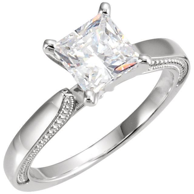 Picture of Harry Chad Enterprises 1463 1.51 CT 14K Prong Setting Princess Diamond Solitaire Ring - White Gold