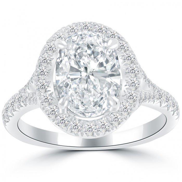 Picture of Harry Chad Enterprises 21461 1.50 CT 14K White Gold Natural Diamond Oval Cut Engagement Ring