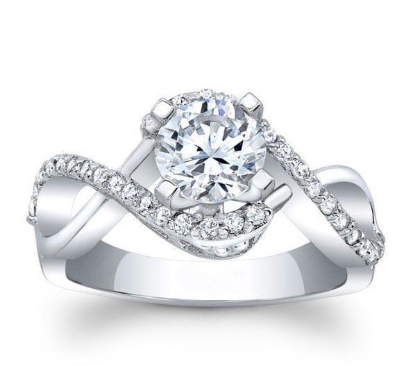 Picture of Harry Chad Enterprises 21515 1.50 CT 14K White Gold Solitaire with Accent Natural Diamond Engagement Ring