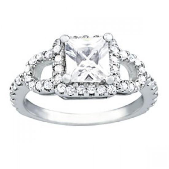 Picture of Harry Chad Enterprises 10304 1.50 CT Diamond Engagement White Gold Solitaire Fancy Ring with Accents