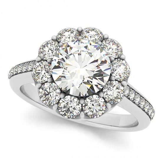 Picture of Harry Chad Enterprises 10912 2.75 CT 14K Round Brilliant Diamonds Solitaire with Accents Halo Ring - Gold