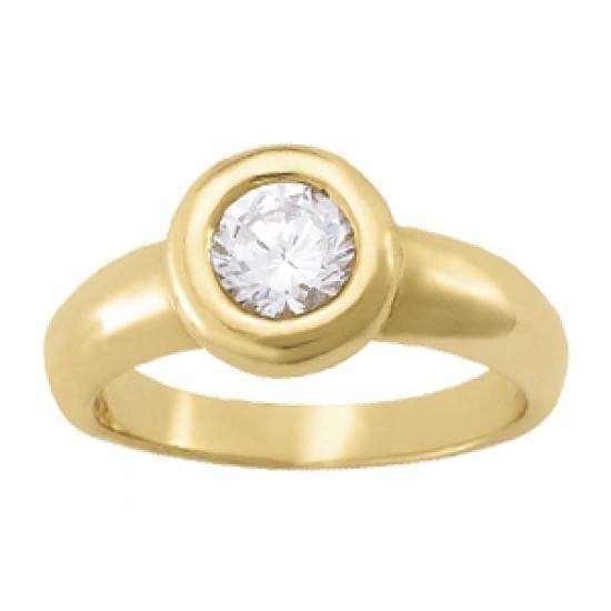 Picture of Harry Chad Enterprises 10584 1.00 CT 14K Round Diamond Solitaire Yellow Gold Engagement Ring