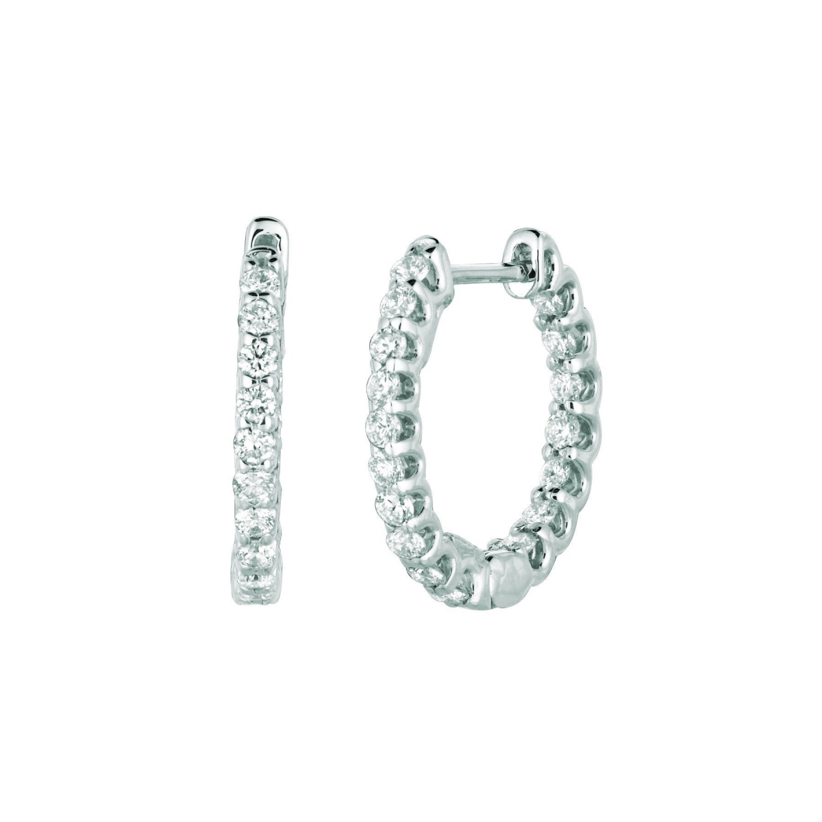 0.82 CT Diamond Hoop Earrings - 14K White