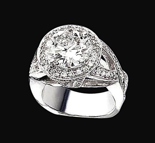 Picture of Harry Chad Enterprises 11276 2.06 CT F VVS1 Diamond Solitaire with Accents Fancy Ring - White Gold