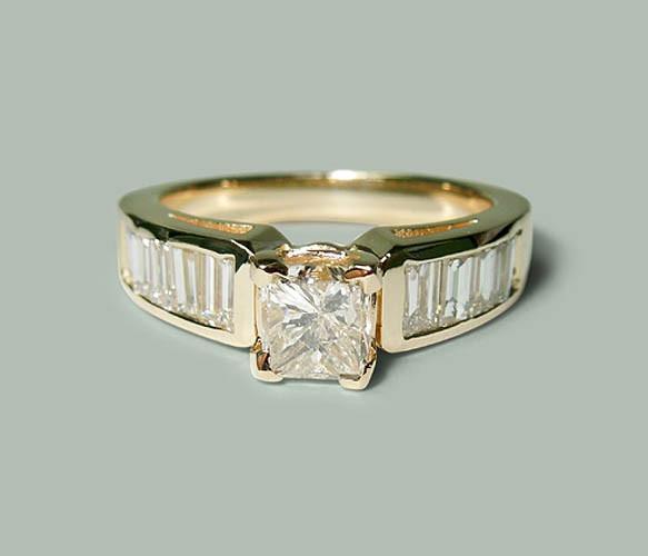 Picture of Harry Chad Enterprises 14722 1.50 CT Princess & Baguette Yellow Gold 14K Diamonds Ring