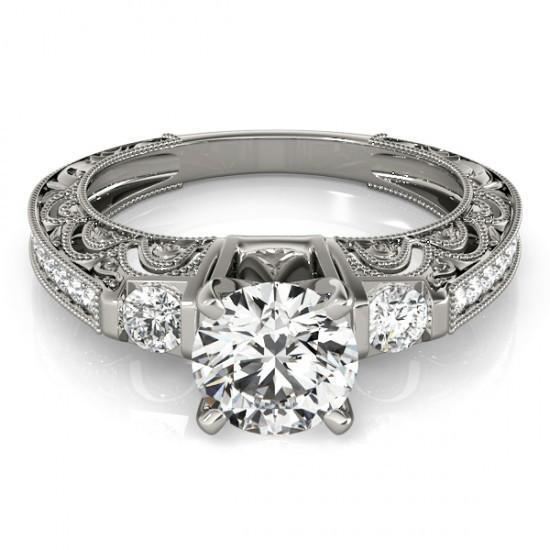 Picture of Harry Chad Enterprises 10954 1.50 CT Solitaire with Accents Diamonds Wedding Anniversary Gold Antiqui Ring