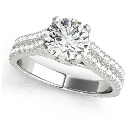 Picture of Harry Chad Enterprises 11010 1.50 CT Round Brilliant Diamonds White Gold 14K Fancy Solitaire Ring with Accents