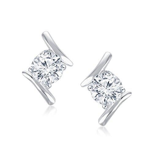 HC10039 1 CT Round Brilliant Cut Diamond Stud Nice Earring, White Gold Women Jewelry - Color G - VS2 Clarity