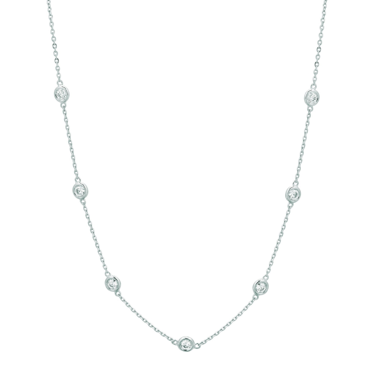 Picture of Harry Chad Enterprises 16262 0.25 CT 3 Pointer Diamond Half Way Around Chain 14K White Necklace