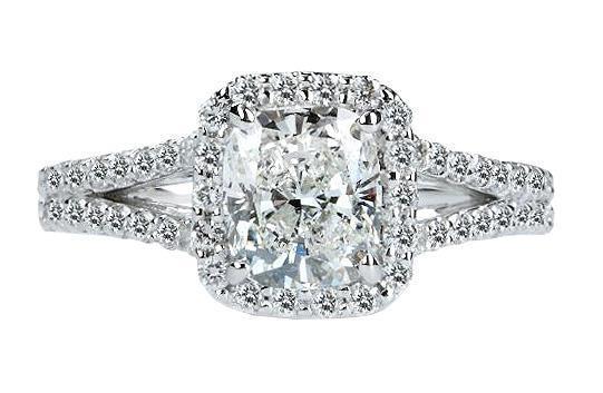 Picture of Harry Chad Enterprises 19651 2.75 CT 14K Cushion Diamond Womens Royal Engagement Ring - White Gold
