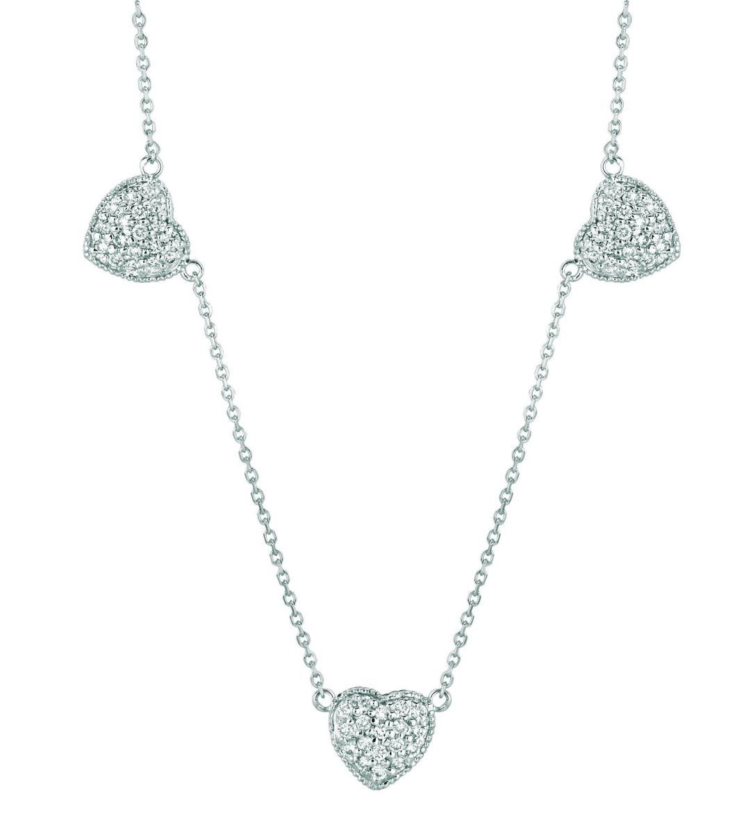 Picture of Harry Chad Enterprises 16294 0.65 CT Diamond Heart Chain 14K White Pave Necklace