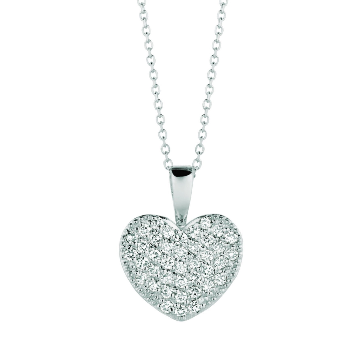 Picture of Harry Chad Enterprises 16356 0.4 CT Diamond Heart Locket 14K White Pave Necklace