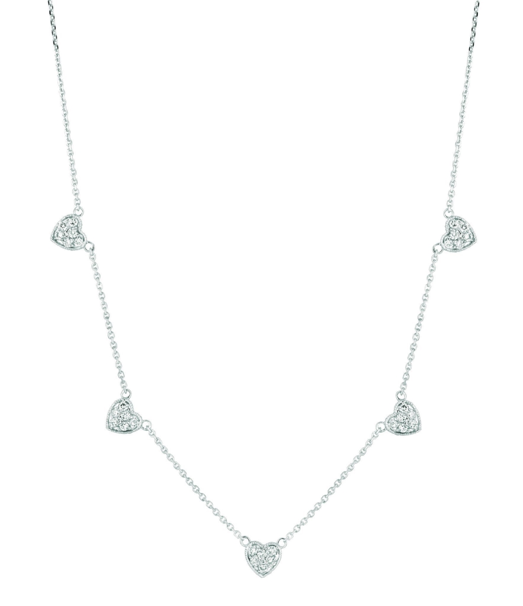 Picture of Harry Chad Enterprises 16309 0.75 CT 14K White Pave Diamond Heart Necklace Chain
