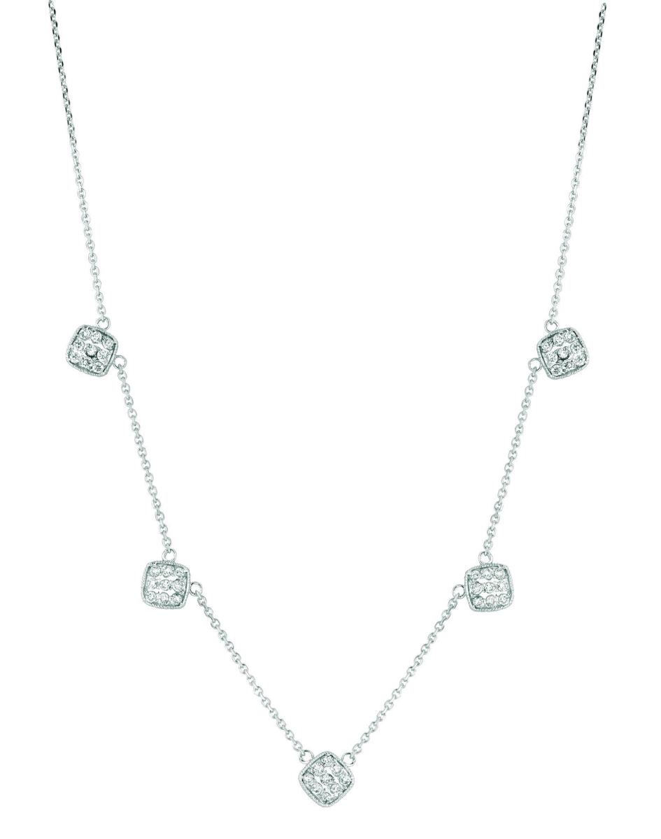 Picture of Harry Chad Enterprises 16308 0.75 CT Diamond Square Chain 14K White Pave Necklace